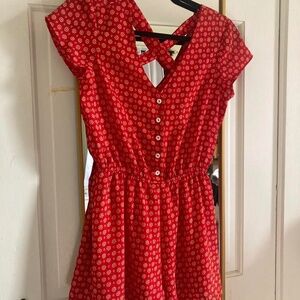 Red Patterned Romper